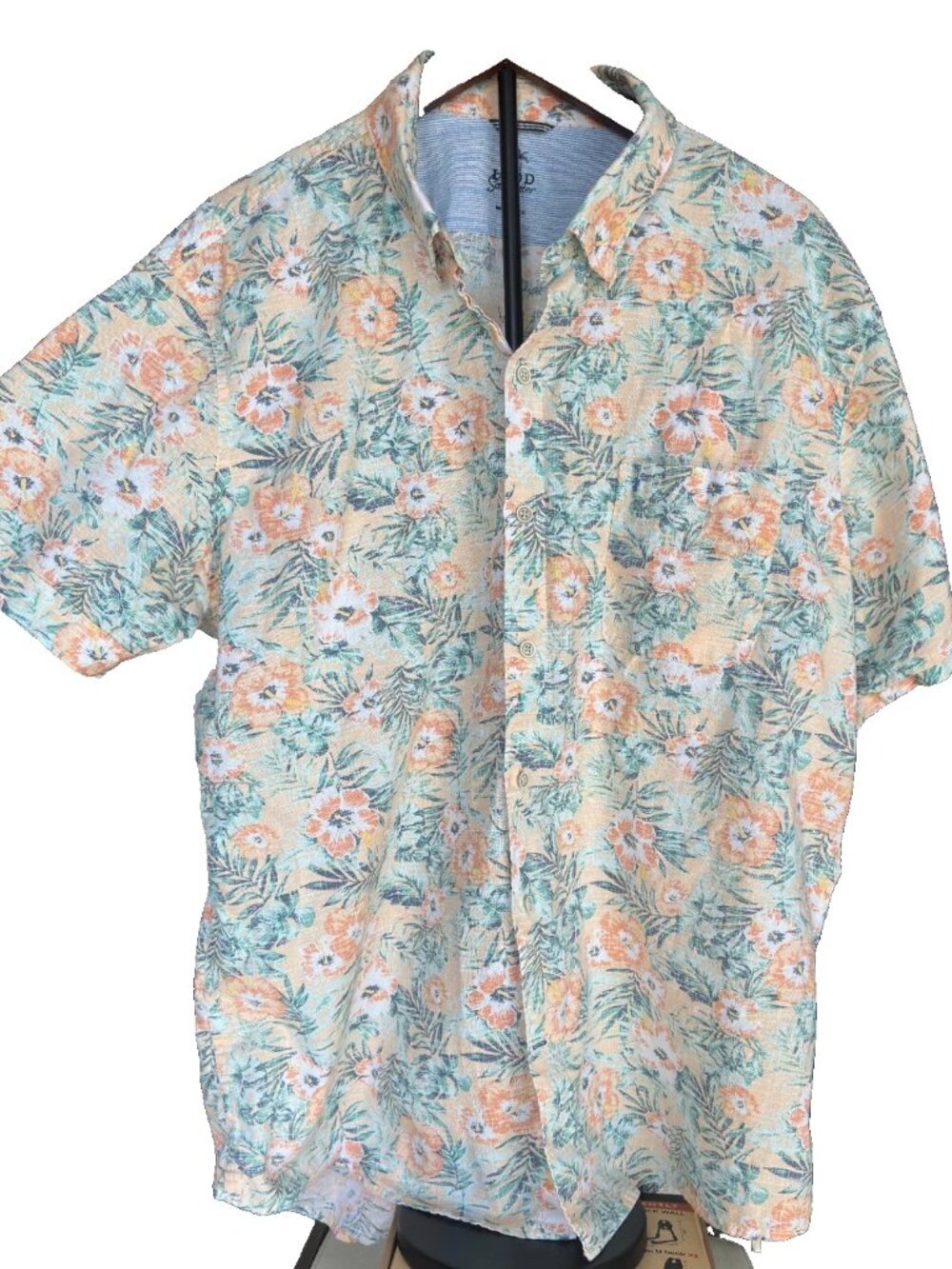 Men's IZOD Saltwater Short Sleeve Hawaiian Camp Shirt 100% Cotton Cool XXL